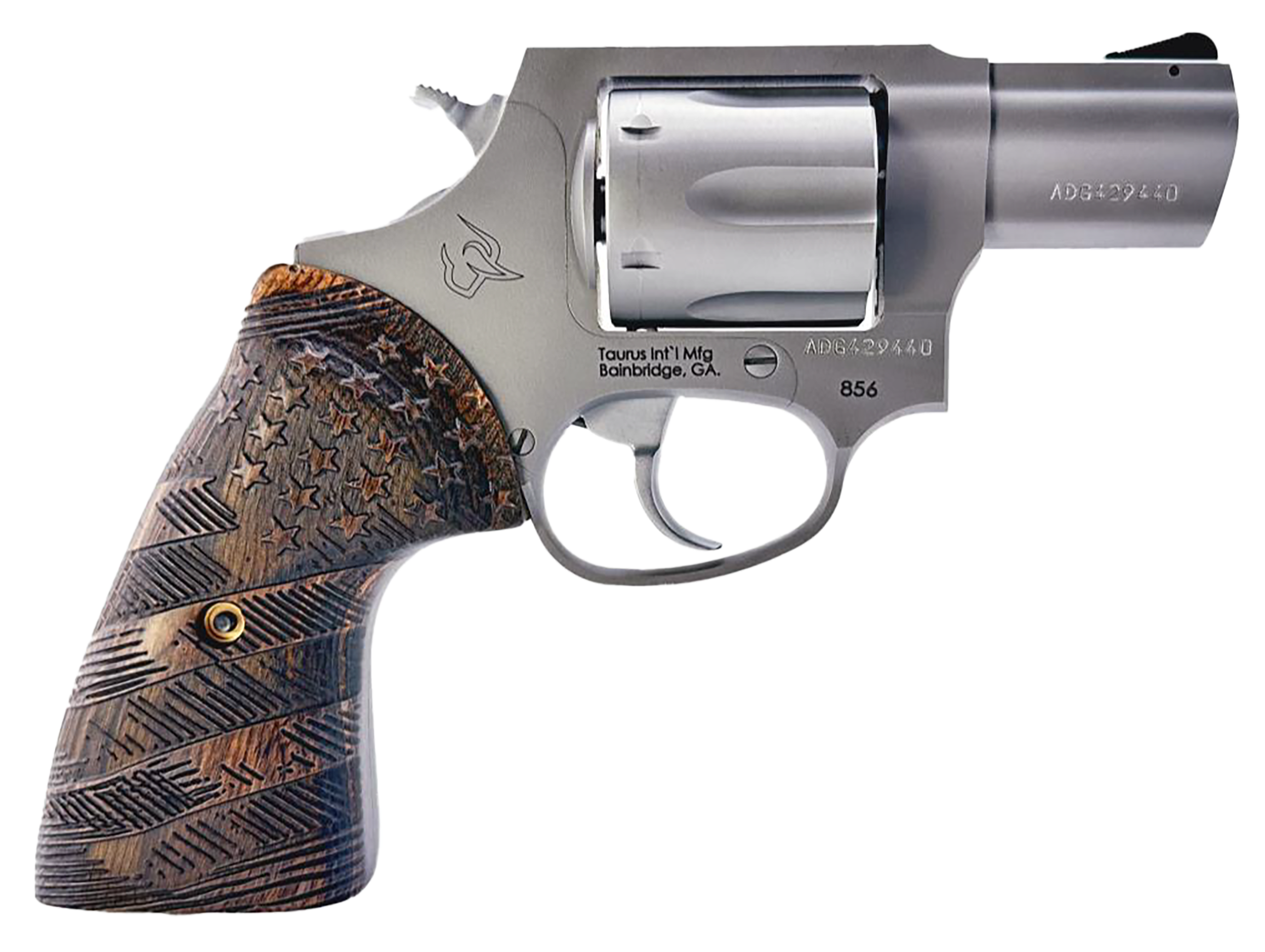 Taurus 856 Revolver 285629US2, 38 Special, 2", Wood Grips, Stainless Steel Finish, 6 Rds