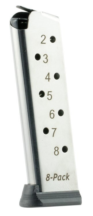 Ed Brown Magazine, 45ACP, 8Rd, Stainless, Fits 1911, Includes Base Pad