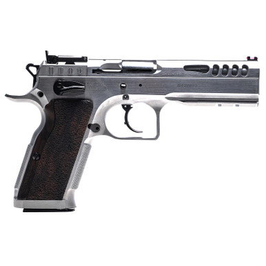 Tanfoglio IFG TFSTOCKM9 Defiant Stock Master 9mm Luger 17+1 4.75" Hard Chrome Steel/ Wood Grip