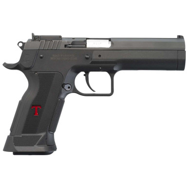 Tanfoglio IFG TFSTOCK3P9 Stock III Full Size 9mm Luger 16+1, 4.44" Black Polygonal Rifled Barrel, Black Serrated Slide, Black Polymer Frame w/Beavertail, Black Polymer Grip