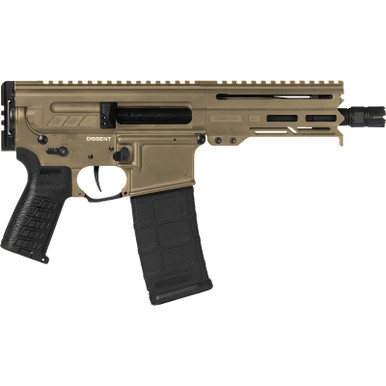 CMMG 55A938FCT Dissent 5.56x45mm NATO 30+1 6.50", Coyote Tan Cerakote Rec, OEM Grip, Picatinny Buffer Adapter, Zeroed Drop-In Single Stage Trigger