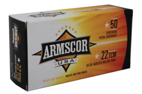 Armscor USA 22TCM 40gr Jacketed Hollow Point 50 Per Box/20 Case