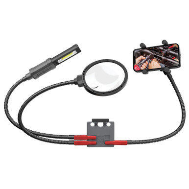 Real Avid AVMVACC Smart Mount Quick-Connect, Includes Magnifying Glass, 180 Lumen Work Light, Cell Phone Holder