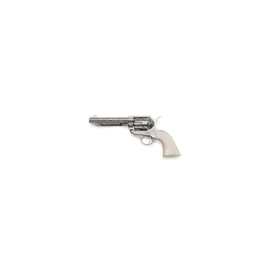 Taylors & Company 200061 1873 Cattle Brand Pietta 45 Colt (Long Colt) 6 Shot 5.50" Nickel Engraved Round Barrel, Cylinder & Steel Frame, White PVC Navy Grip, Exposed Hammer