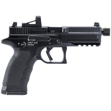 B&T Firearms BT490002 USW-P 9mm Luger 17+1/19+1 4.30" Threaded, Black, Picatinny Rail Frame, Optic Cut Slide, Rubber Grip