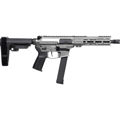 CMMG 99A520FTNG Banshee FE MkGs 9mm Luger 33+1 8" Black Nitride Threaded Barrel, M-LOK Handguard, Tungsten Cerakote Aluminum Receiver w/Picatinny Rail, Black Polymer CMMG RipBrace, CMMG Zeroed Grip