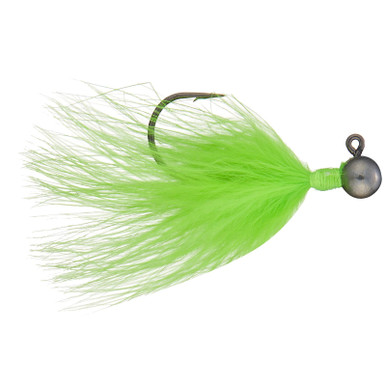 Queen Tackle L.S. Tungsten Ping Hair Jig 2pk Chartreuse Green 1/16 Oz
