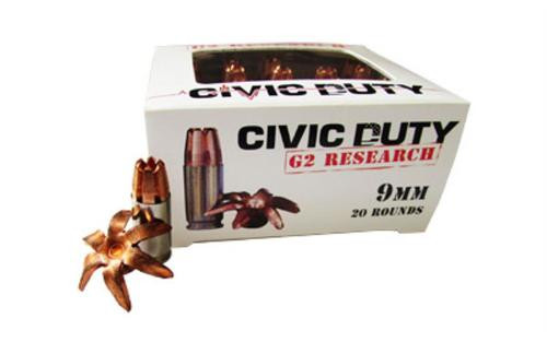 G2 Research Civic Duty 9mm 100gr, Hollow Point 20rd Box