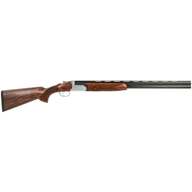 Fausti Usa, Inc 15102 Caledon 12 Gauge 3" 2rd 28" Blued Barrel, Engraved Stainless Rec, Wood Laser Grain Stock, Metallic Bead Sight