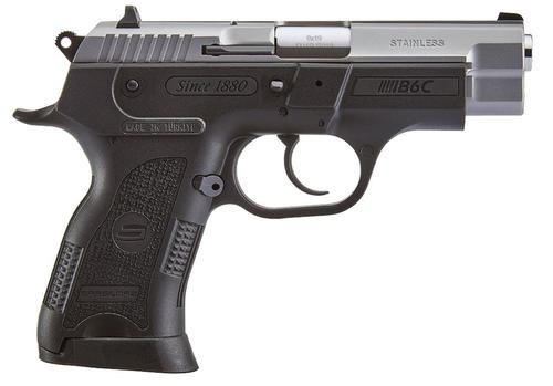 SAR USA B6C Compact 9mm, 3.8", 13rd, 3-Dot Sights, Stainless Steel Slide, Black Polymer Frame