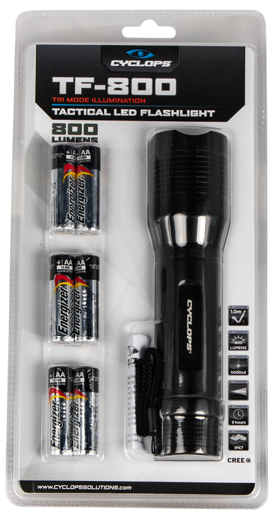 Cyclops TF-800 Tactical Black Anodized 800 Lumens White Cree LED