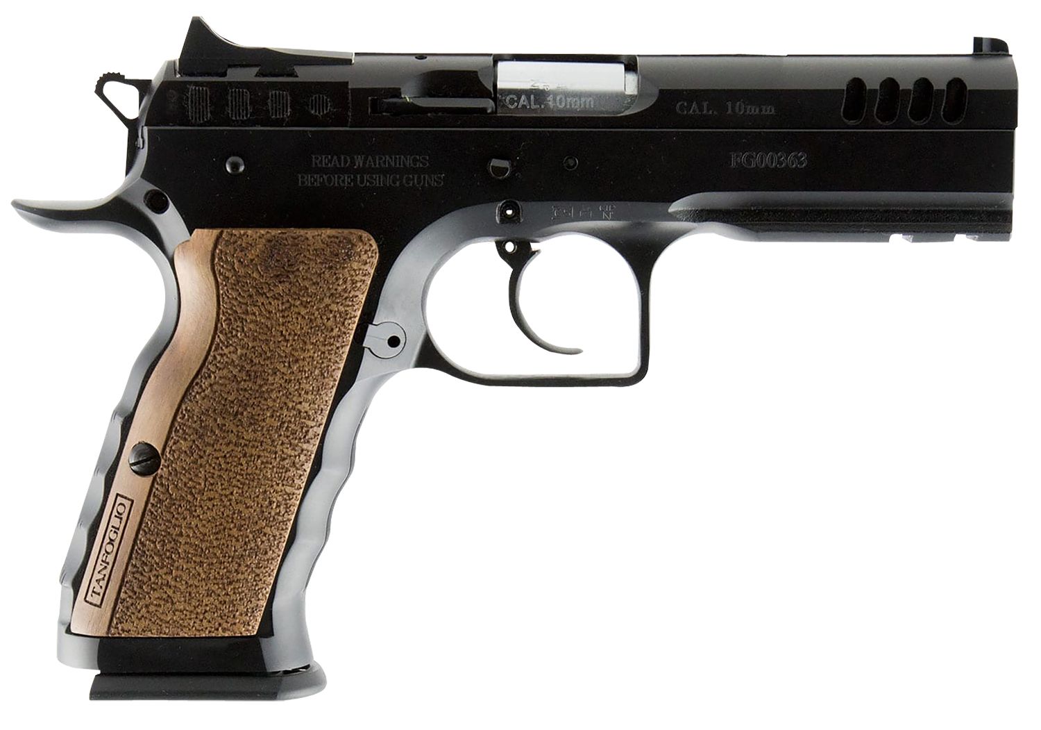 EAA Defiant Stock I Pistol TFSTOCKI40SF, 40 S&W, 4.50in, Serrated Slide & Wood Grips, Black Finish, 12 Rds