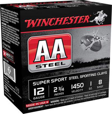 Winchester 12 Gauge Ammunition AA Steel AASCL12S8 2-3/4 #8 1oz 1450fps Case of 250 Rounds