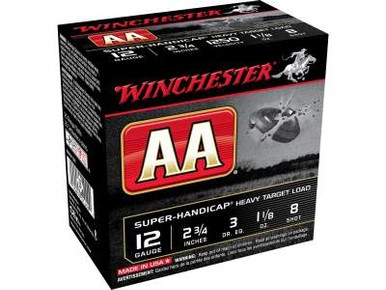 Winchester 12 Gauge AA Ammunition Super Handicap Heavy Target Load AAHA128 2-3/4" 1-1/8oz 8 Shot 1250fps 250 rounds