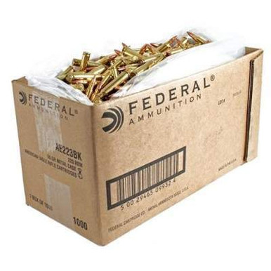 Federal 223 Rem Ammunition American Eagle AE223BK 55 Grain Full Metal Jacket Bulk Case of 1,000 Rounds