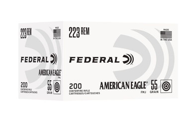 Federal 223 Rem Ammunition American Eagle AE223C 55 Grain Full Metal Jacket Bulk 200 Rounds