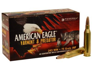 Federal 243 Win Ammunition American Eagle Value Pack AE24375VP 75 Grain Hollow Point 40 rounds