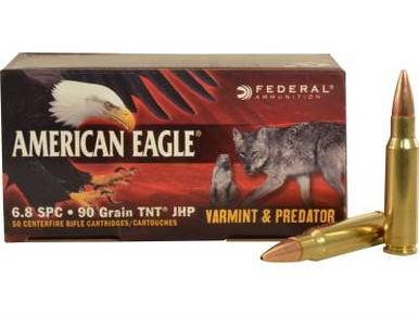 Federal 6.8 Rem SPC American Eagle Varmint and Predator Ammunition AE6890VP 90 Grain Jacketed Hollow Point 50 rounds