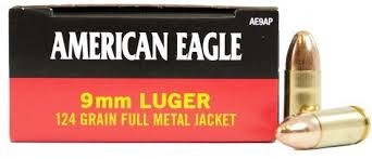 Federal 9mm Ammunition American Eagle AE9AP 124 Grain Full Metal Jacket Case of 1000 Rounds