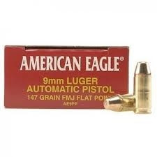 Federal American Eagle 9mm FMJ Flat Point 147 Grain 50 rounds