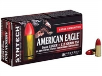 Federal 9mm American Eagle Syntec Ammunition AE9SJ2 124 Grain Synthetic Jacket 50 rounds