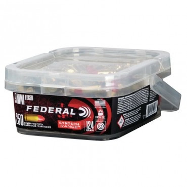Federal 9mm American Eagle Syntech Ammunition AE9SJ2B250 124 Grain Synthetic Jacket Bucket 250 rounds