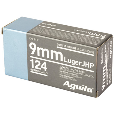 Aguila Ammunition Pistol 9MM 124 Grain Jacketed Hollow Point - 50 Round Box