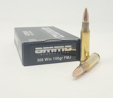 Ammo Inc 308 Win Ammunition 308147FMJ-A20 150 Grain Full Metal Jacket 20 Rounds
