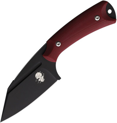 Akeron La Sanction by Bastinelli Fixed Blade - 2.75" Bohler N690Co Black PVD Blade, Red G10 Handles, Kydex Sheath