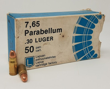 Lapua 30 Luger Ammunition 7.65 Parabellum AM2310E 93 Grain Full Metal Jacket 50 Rounds
