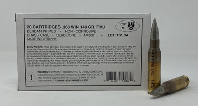 Sportwaffen German Military Surplus 308 Win Ammunition 148 Grain Full Metal Jacket CASE 1000 Rounds
