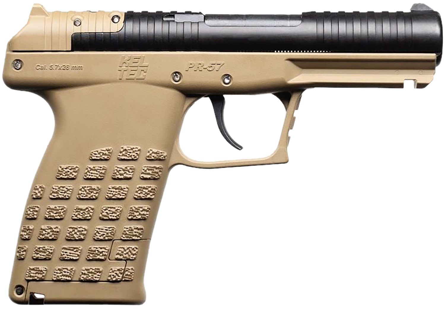 Kel-Tec PR57 Optic Ready Pistol PR57TAN, 5.7x28mm, 4in, Tan Textured Grips, Tan Finish, 20 Rds