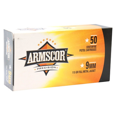 Armscor 9mm Luger Ammunition ARM50043 115 Grain Full Metal Jacket 50 Rounds