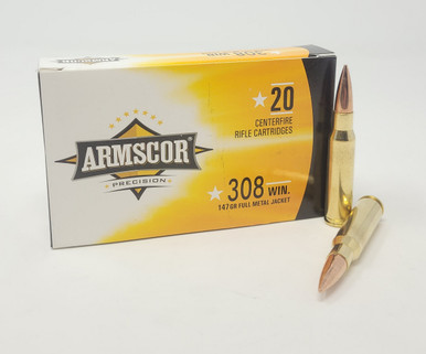 Armscor 308 Win Ammunition ARM50170 147 Grain Full Metal Jacket 20 Rounds