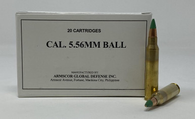 Armscor 5.56x45mm NATO M855 Ammunition 50173 62 Grain Full Metal Jacket Green Tipped 20 Rounds