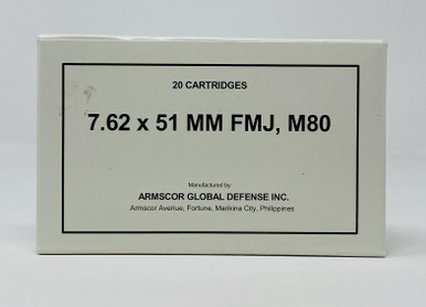 Armscor 7.62x51mm Ammunition 50203 M80 147 Grain Full Metal Jacket 20 Rounds