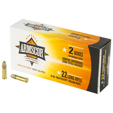 Armscor 22 LR Ammunition 50338 36 Grain Hollow Point Value Pack of 200 Rounds