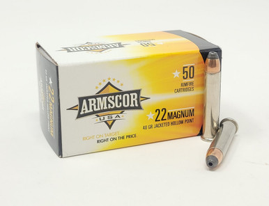 Armscor 22 WMR Ammunition 40 Grain Jacketed Hollow Point Brick of 500 Rounds