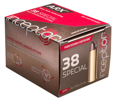 Inceptor 38 Special Ammunition ARX803840020 77 Grain ARX 20 Rounds