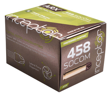 Inceptor 458 Socom Ammunition ARX845840020 200 Grain ARX Fragmenting20 Rounds