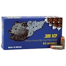 380 Auto Silver Bear AS380FMJ 94 gr 50 rounds