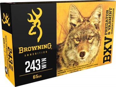 Browning 243 Winchester Ammunition BXV Varmint Expansion B192302431 65 Grain Polymer Tip 20 rounds