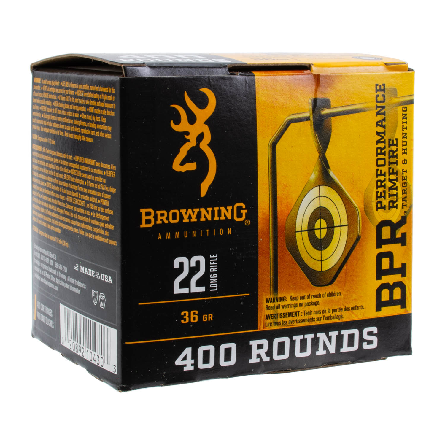 Browning BPR .22 Long Rifle 36gr. HP Ammunition, 400 Round Pack
