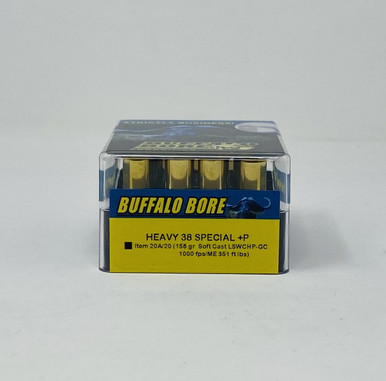 Buffalo Bore 38 Special +P Ammunition BBA20A20 158 Grain Soft Cast Hollow Point 20 Rounds