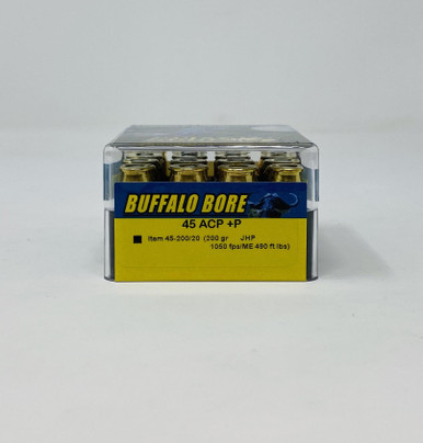 Buffalo Bore 45 ACP +P Ammunition BBA4520020 200 Grain Jacketed Hollow Point 20 Rounds