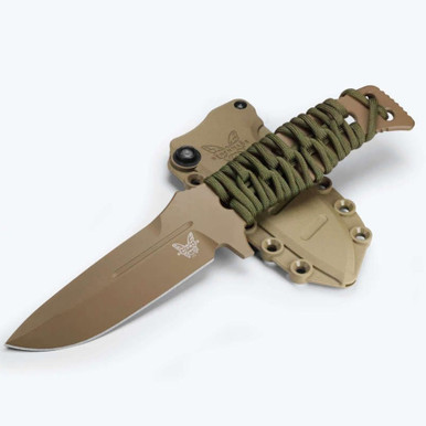 Benchmade Fixed Adamas Premium Tactical Knife – 4.20" CPM-MagnaCut Drop Point Blade, Flat Earth Cerakote, OD Green Paracord Wrap - 375FE-02