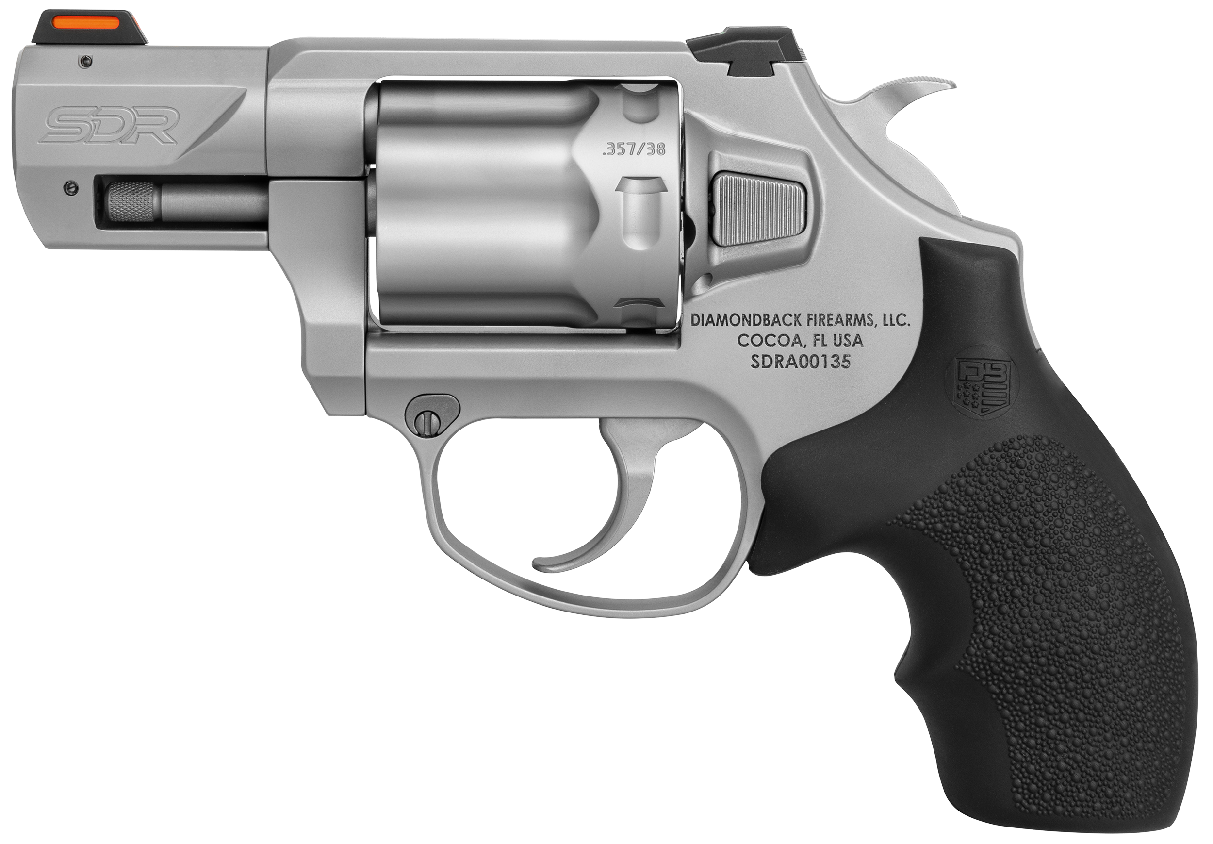 Diamondback SDR Revolver DB0700S711, 357 Mag, 2", Black Hogue Rubber Grips, Stainless Steel Finish, 6 Rds