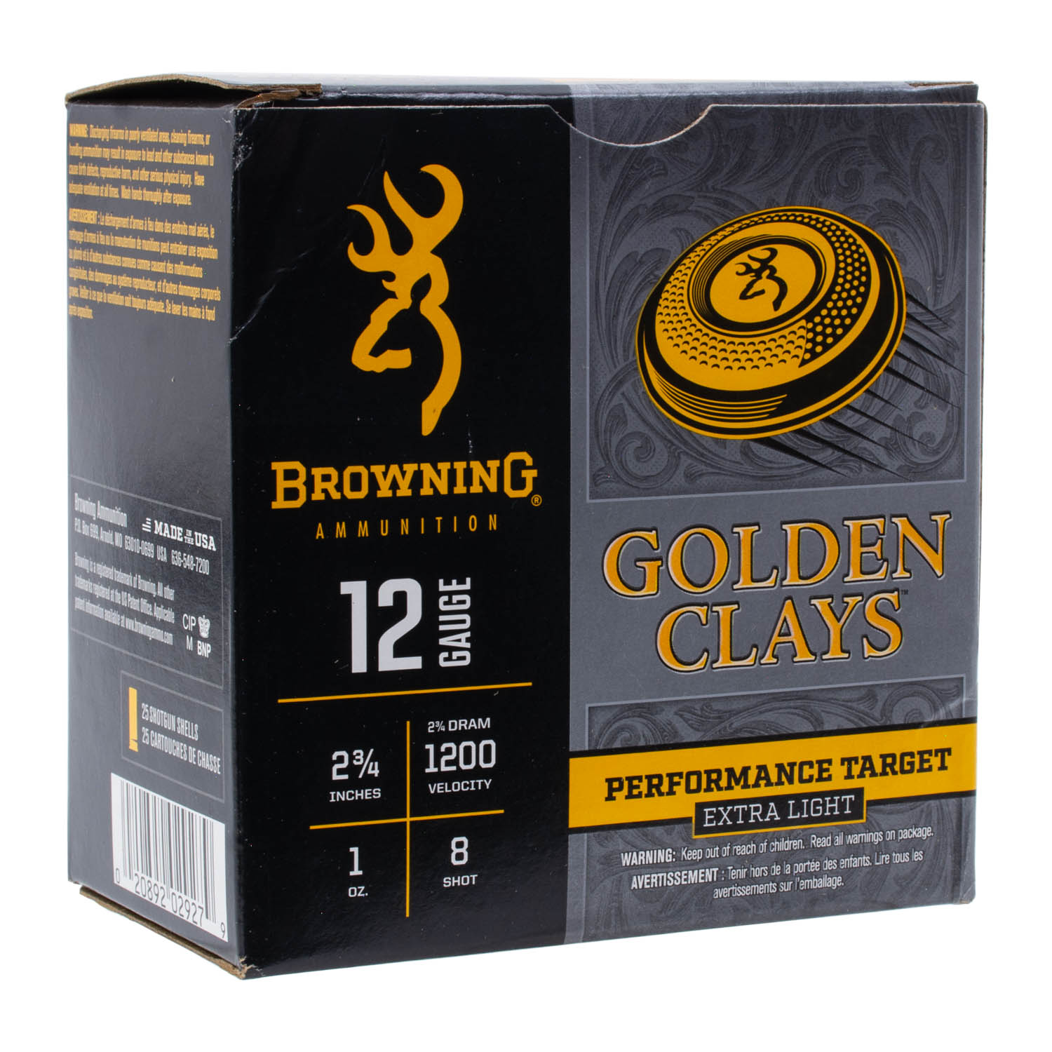 Browning Golden Clays 12ga. 2-3/4" 1oz. #8 Shot 1200 FPS Ammunition, 25 Round Box