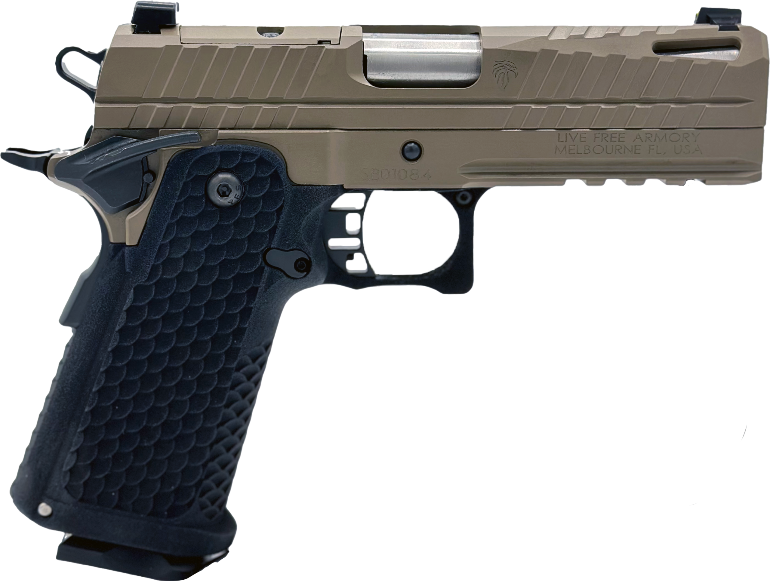 LIVE FREE ARMORY Apollo 11 Compact Optic Ready Pistol LFAPC71302, 9mm Luger, 4.15in, Black Polymer, Elite Flat Dark Earth Cerakote Finish, 17 Rds