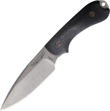 Bradford Knives 3D Guardian 3 Fixed Blade - 3.5" AEB-L Drop Point Blade, 3D Contoured Black Micarta Handles